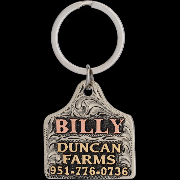 BILLY, German Silver Base 2" x 1.5" with Copper and Jewelers Bronze Letters.